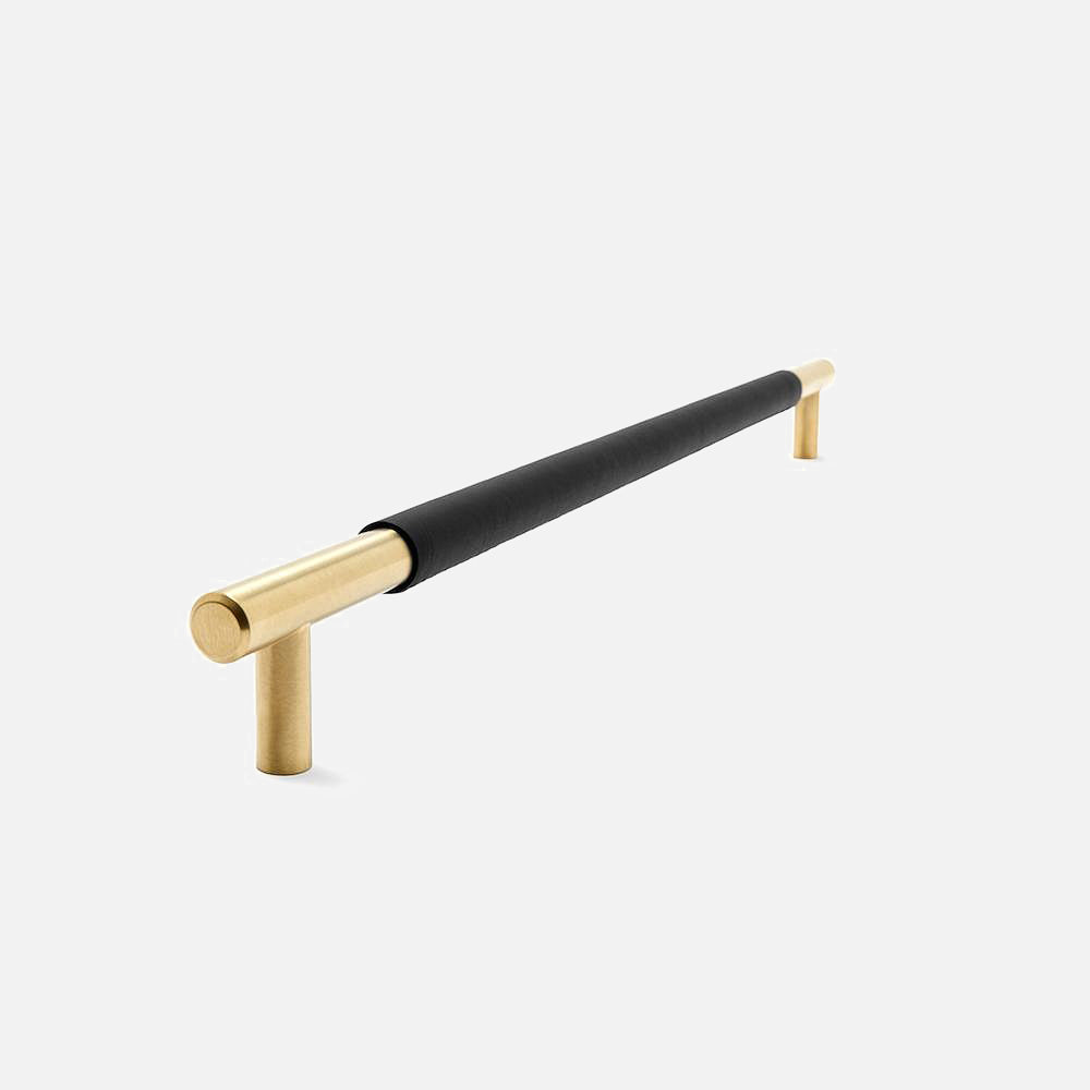 Sora Leather Wrap Handle-Brass | Black